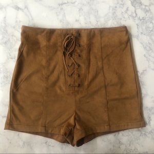 Suede Lace-Up Shorts